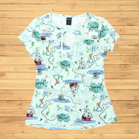 Disney Tops - Rare Disney Medium Peter Pan Neverland Map Ribbon